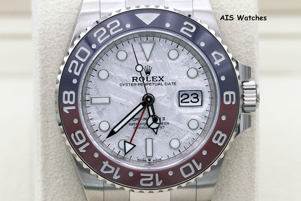 BNIB Rolex GMT-Master II 126719BLRO Meteorite Dial Pepsi 18K WG Box & Papers