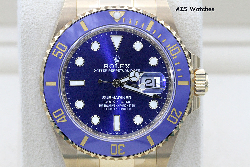 BNIB Rolex Submariner Ceramic 126618LB 41MM 18K Yellow Gold Sunburst Blue Dial Box & Papers