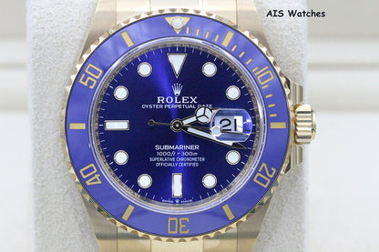BNIB Rolex Submariner Ceramic 126618LB 41MM 18K Yellow Gold Sunburst Blue Dial Box & Papers