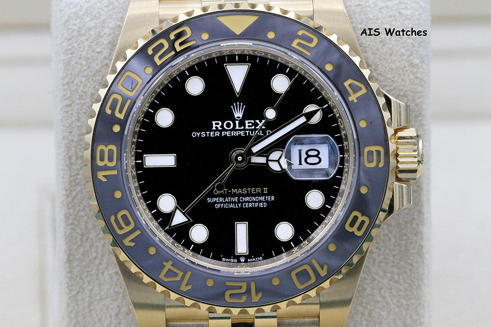 BNIB Rolex GMT-Master II 126718GRNR 18K Yellow Gold Black Dial Jubilee B&P