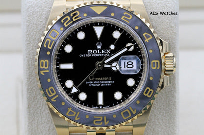 BNIB Rolex GMT-Master II 126718GRNR 18K Yellow Gold Black Dial Jubilee B&P