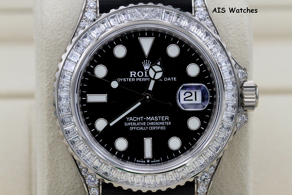 BNIB Rolex Yachtmaster 226679TBR Baguette Diamonds White Gold OysterFlex 42MM