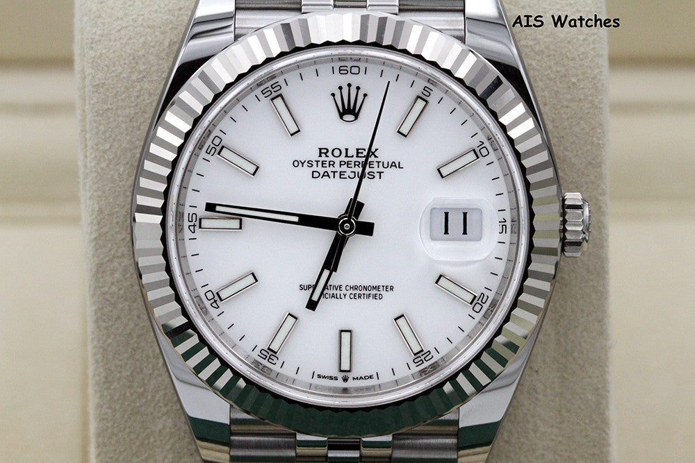 BNIB Rolex Datejust 41MM 126334 White Stick Dial Jubilee Box