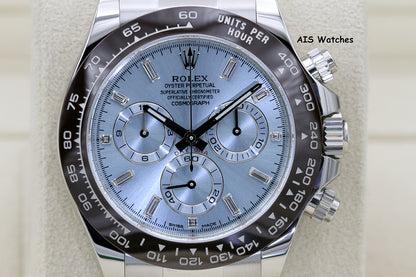 BNIB Rolex 116506 Platinum Daytona Cosmograph Ice Blue Diamond Dial Platona B&P