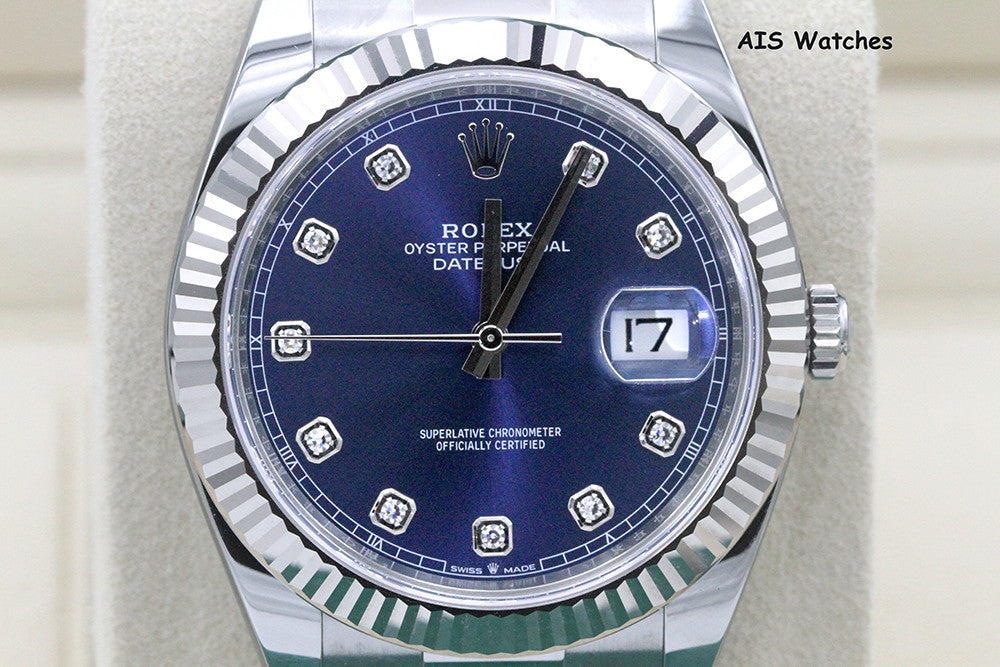 BNIB Rolex Datejust 41MM 126334 Blue Diamond Dial Oyster Box & Papers