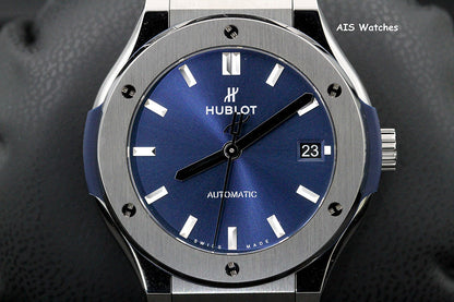 BNIB Hublot Classic Fusion Titanium 565.NX.7170.RX Blue Dial 38MM