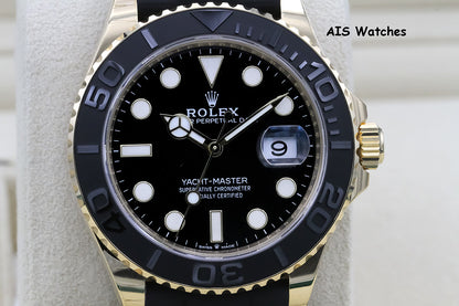 BNIB Rolex Yachtmaster 226658 18K Yellow Gold OysterFlex Strap 42MM Box & Papers