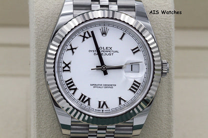 BNIB Rolex Datejust 41MM 126334 White Roman Dial Jubilee Box & Papers