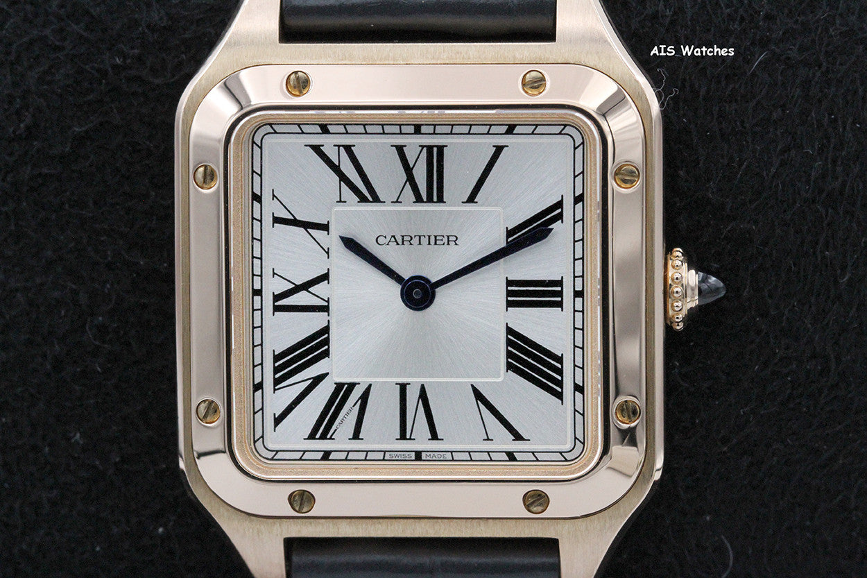 Cartier Santos Dumont Small WGSA0022 18K RG 38MM x 27.5MM Silver Dial Box & Paper
