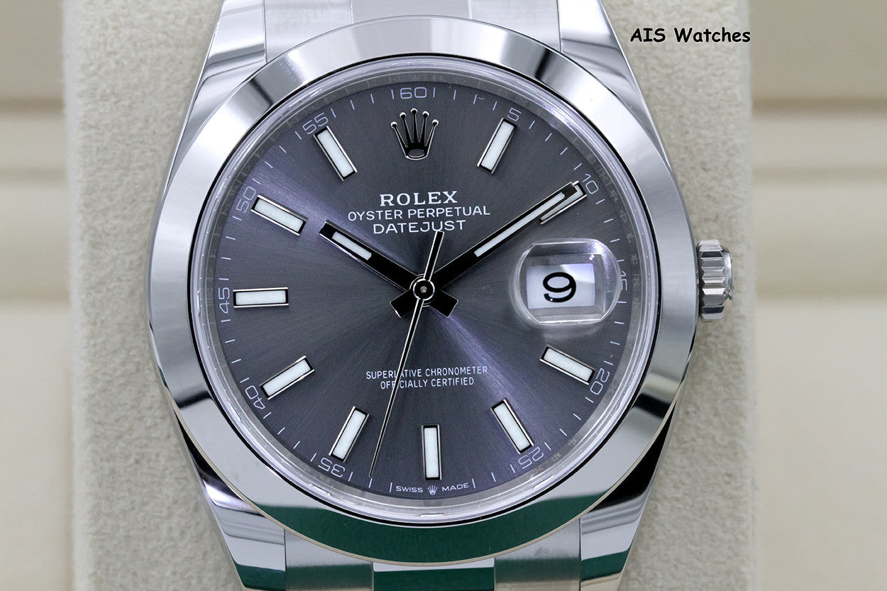 BNIB Rolex Datejust 41MM 126300 Rhodium Stick Dial Oyster Bracelet B&P