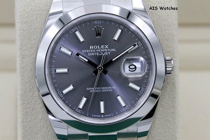 BNIB Rolex Datejust 41MM 126300 Rhodium Stick Dial Oyster Bracelet B&P