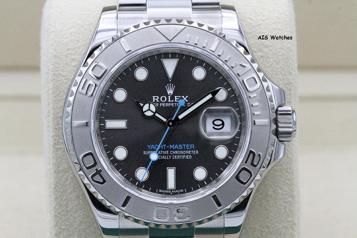 Rolex YachtMaster 116622 Dark Rhodium Dial Platinum Bezel 2018 Box & Papers