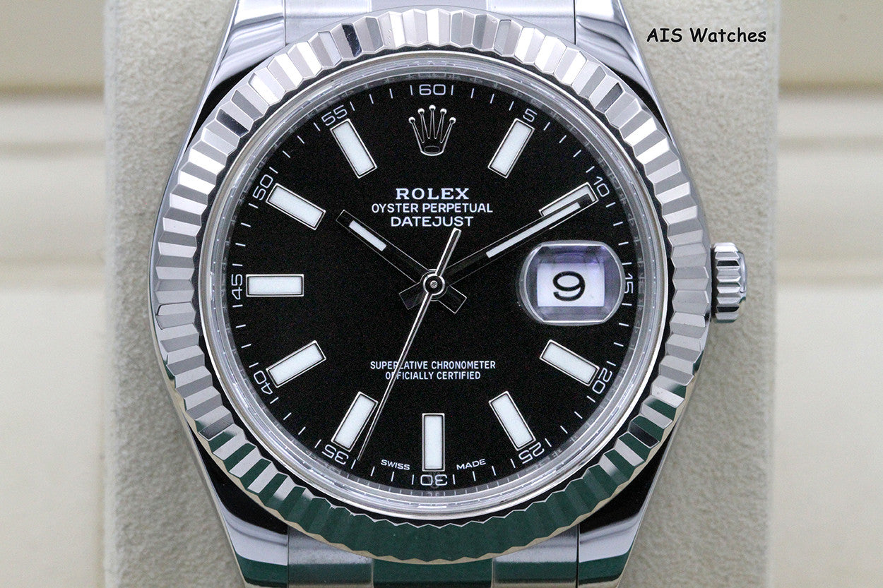 Rolex Datejust II 41MM 116334 Black Stick Dial Stainless Steel Box & Papers