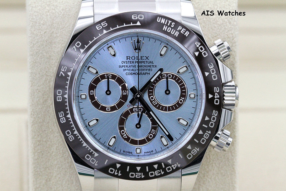 BNIB Rolex 116506 Platinum Daytona Cosmograph Ice Blue Dial Platona Box & Papers