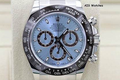BNIB Rolex 116506 Platinum Daytona Cosmograph Ice Blue Dial Platona Box & Papers