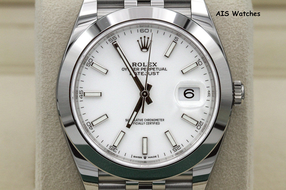 BNIB Rolex Datejust 41MM 126300 White Stick Dial Jubilee Bracelet B&P
