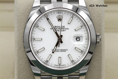 BNIB Rolex Datejust 41MM 126300 White Stick Dial Jubilee Bracelet B&P