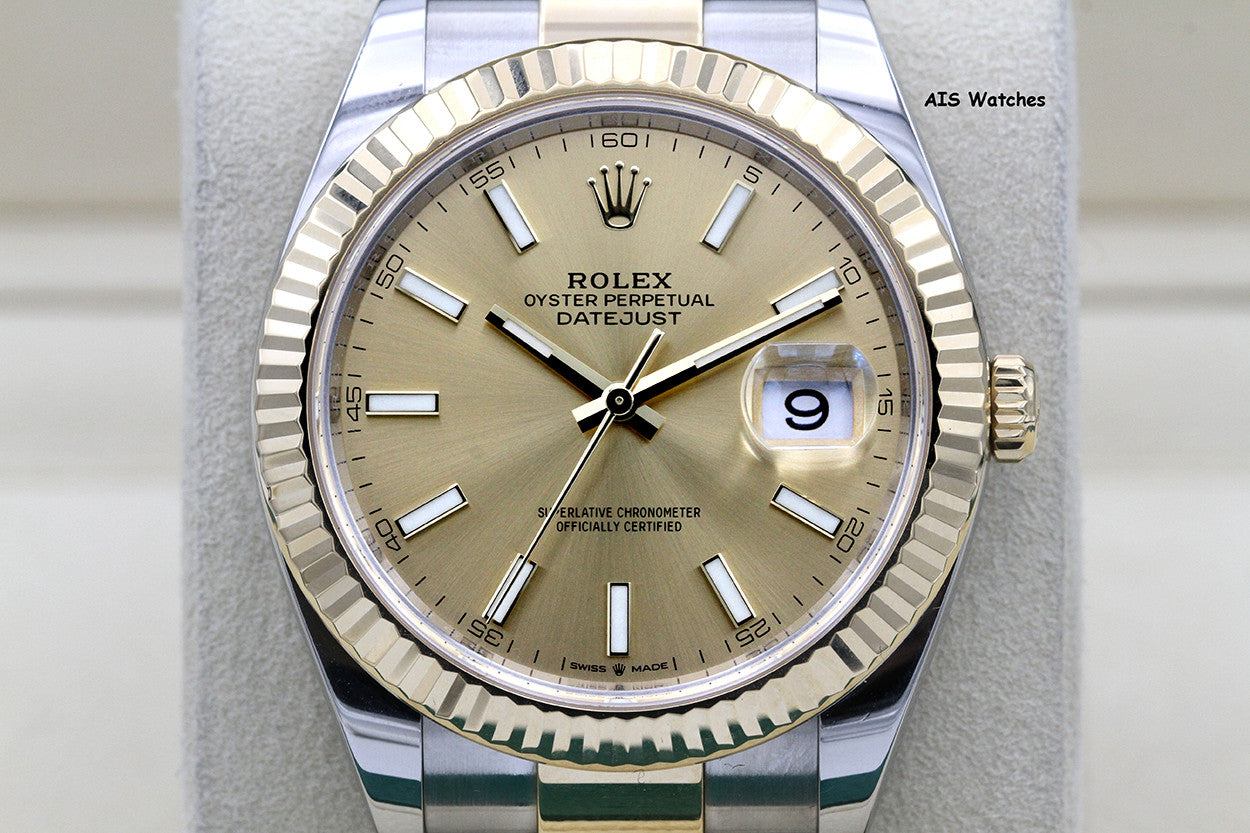 Rolex 126333 DateJust 41MM 18K YG/SS Champagne Stick Dial Oyster Bracelet 2022 Box & Papers