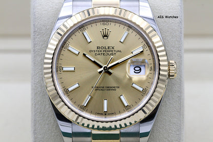 Rolex 126333 DateJust 41MM 18K YG/SS Champagne Stick Dial Oyster Bracelet 2022 Box & Papers