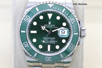 Rolex Submariner 116610LV HULK Green Dial and Ceramic Bezel 2016 Box & Paper