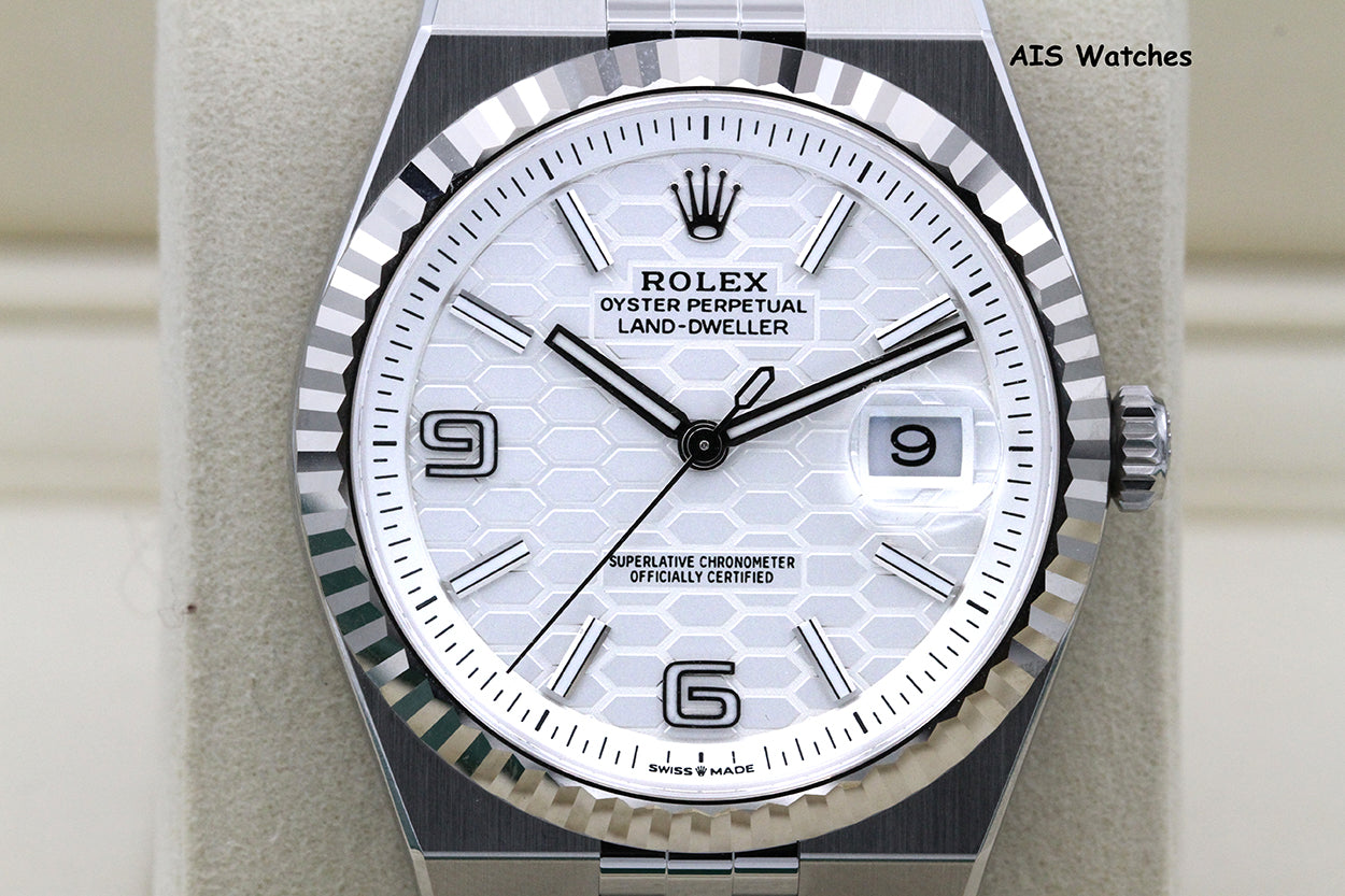 BNIB Rolex 127334 Land Dweller 40MM White Dial Stainless Steel Flat Jubilee B&P