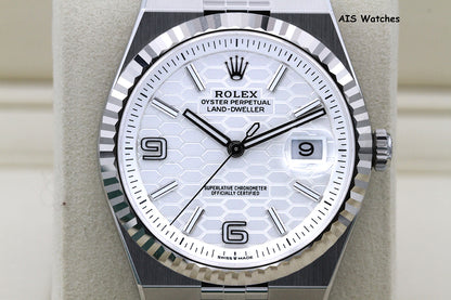 BNIB Rolex 127334 Land Dweller 40MM White Dial Stainless Steel Flat Jubilee B&P