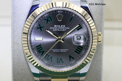 Rolex 126333 DateJust 41MM 18K YG/SS Slate Roman Wimbeldon Dial Oyster B&P