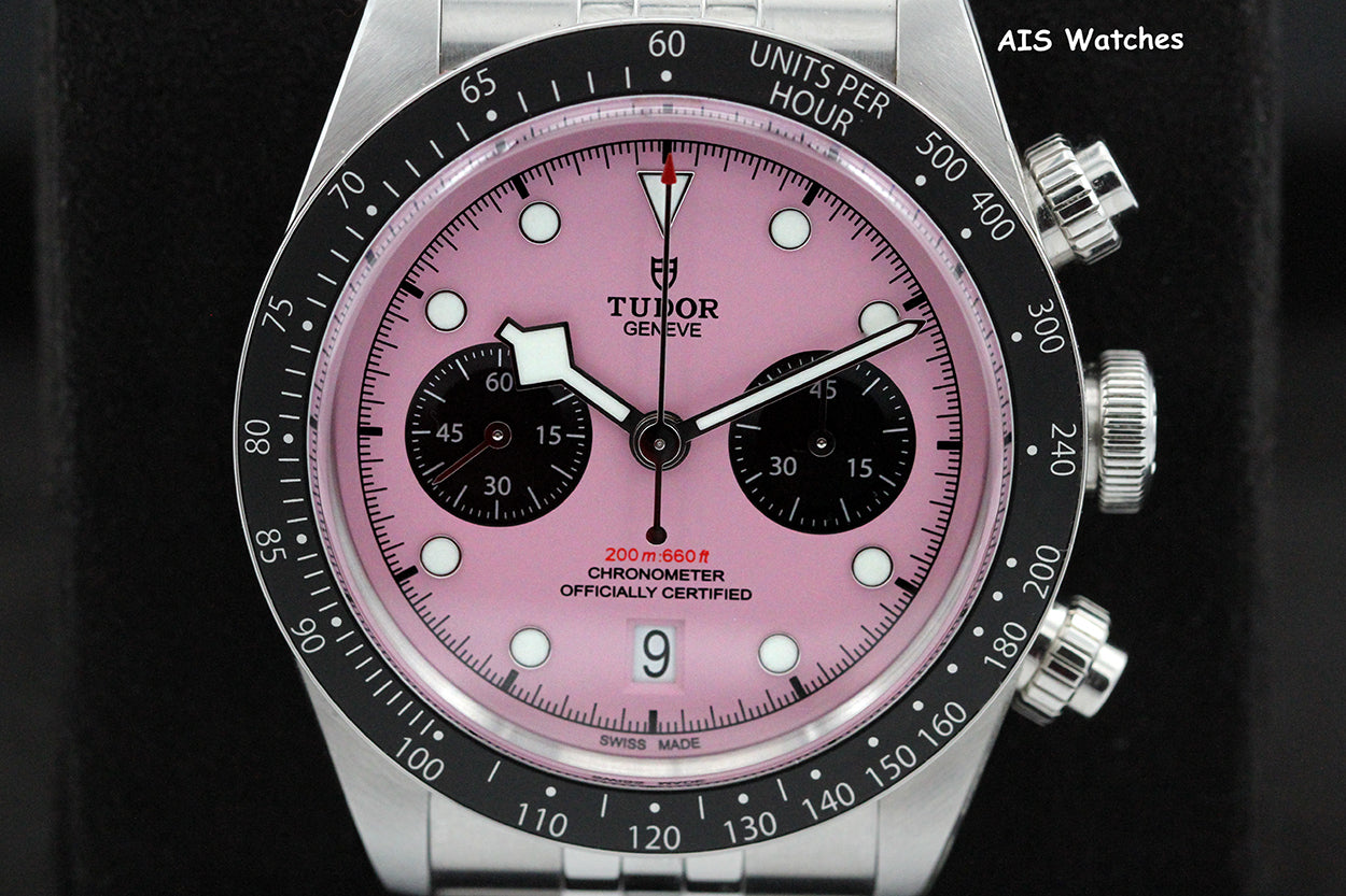 Tudor 79360N Black Bay Chronograph 41MM Pink Dial SS Jubilee Bracelet B&P