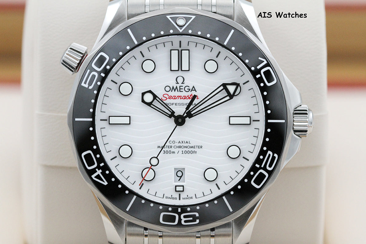 Omega Seamaster 300M SS 42MM Diver White Wave Dial 210.30.42.20.04.001 B&P