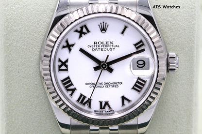 Rolex Ladies DateJust 178274 White Roman Dial 31MM Jubilee B&P
