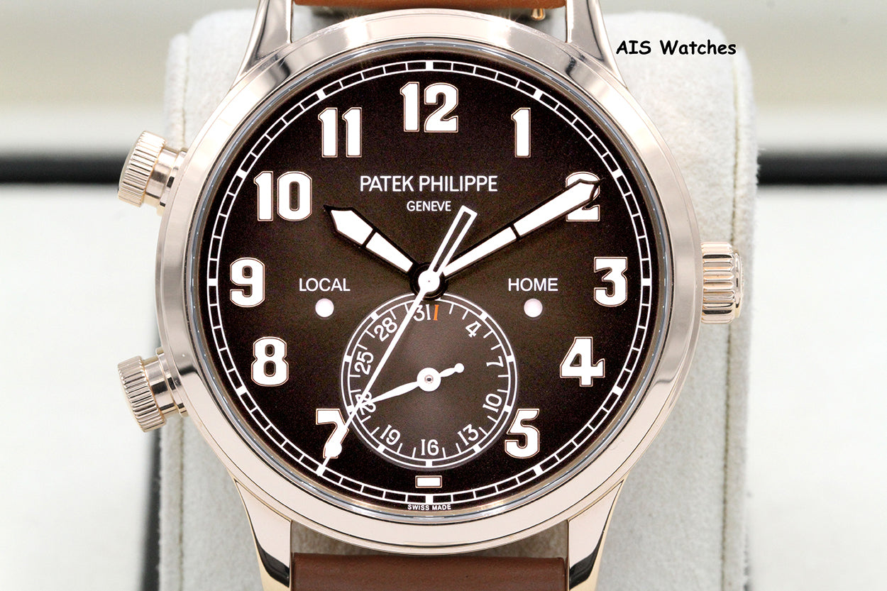 Patek Philippe 5524R Calatrava Pilot Travel Time Rose Gold Brown Dial 42MM Box & Paper