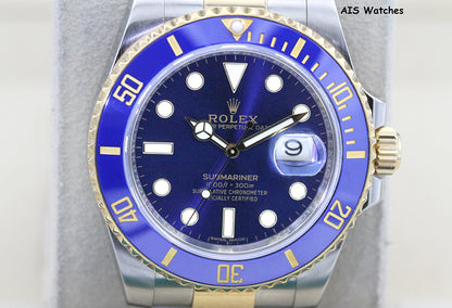 Rolex Submariner 18K YG/SS 116613LB SunBurst Blue Dial Ceramic 40MM 2018 B&P