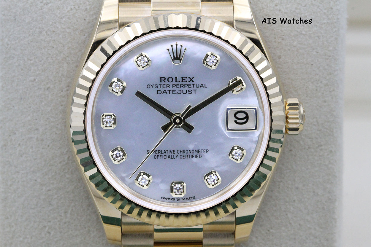 BNIB Rolex 278278 Datejust 31MM Yellow Gold Mother Of Pearl Diamond Dial MOP
