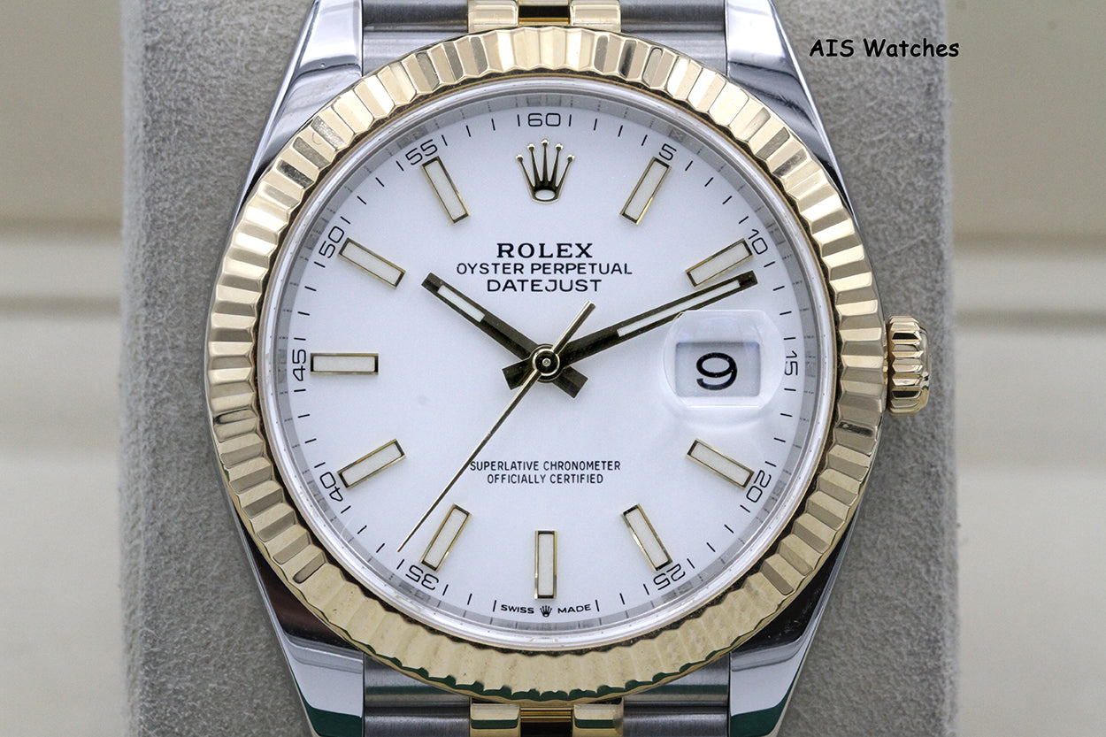 Rolex 126333 DateJust 41MM 18K YG/SS White Stick Dial Jubilee 2020 B&P