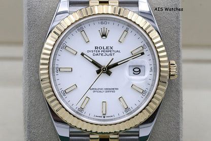 Rolex 126333 DateJust 41MM 18K YG/SS White Stick Dial Jubilee 2020 B&P