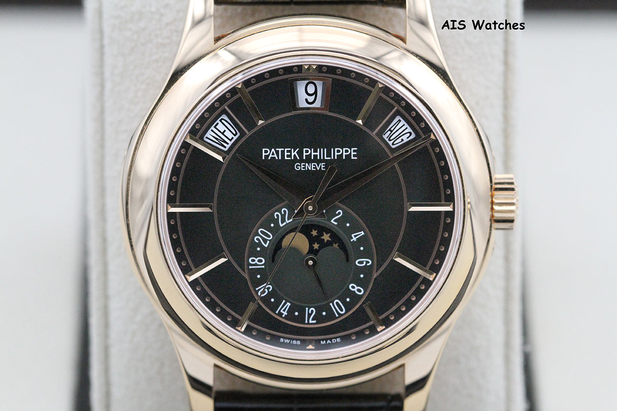 Patek Philippe Annual Calendar 5205R Rose Gold Green Dial Box & Papers