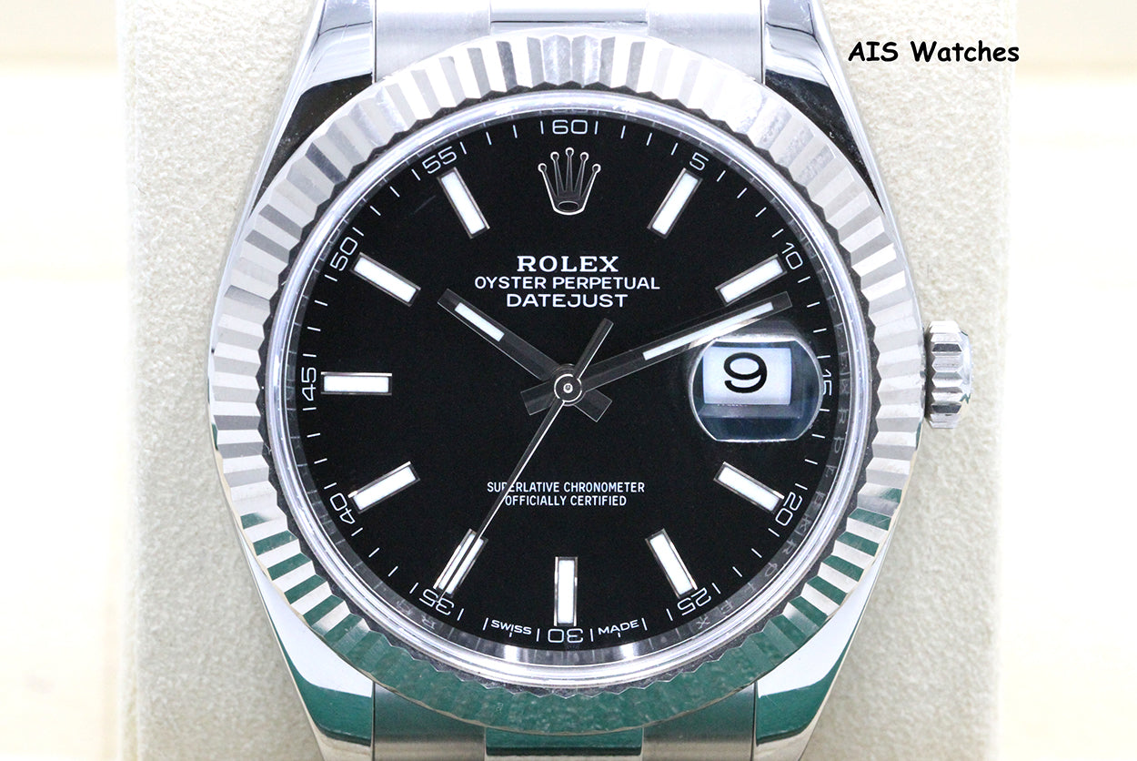 Rolex Datejust 41MM 126334 Black Stick Dial Oyster 2018 Box & Papers
