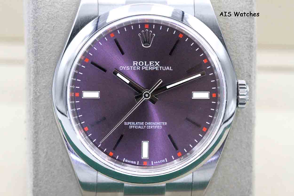 Rolex 114300 Oyster Perpetual 39MM Purple Dial 2018 Box & Papers