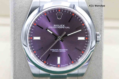 Rolex 114300 Oyster Perpetual 39MM Purple Dial 2018 Box & Papers