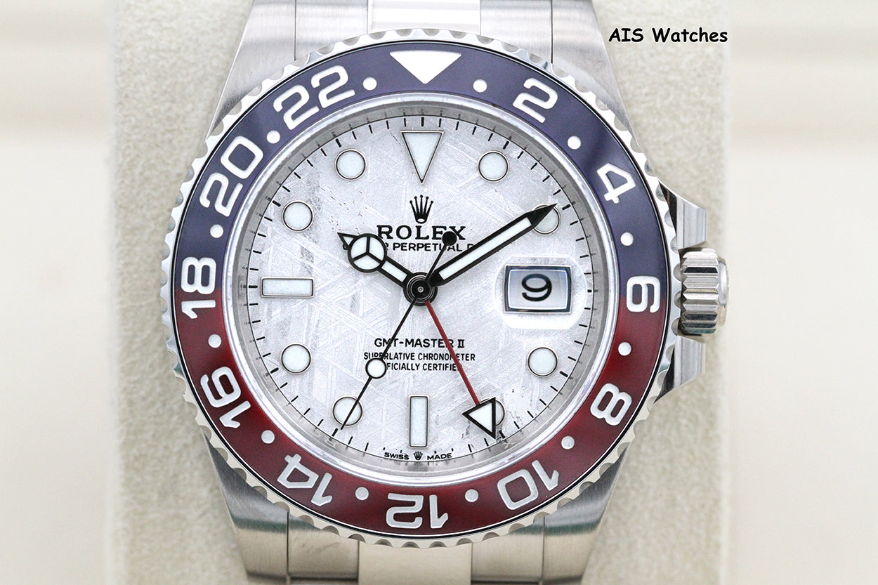 Rolex GMT-Master II 126719BLRO Meteorite Dial Pepsi 18K WG Box & Papers