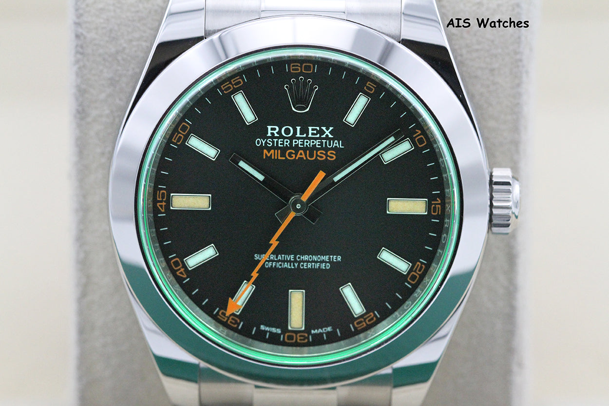 Rolex Milgauss 116400GV Black Dial / Green Crystal 2022 Box & Papers