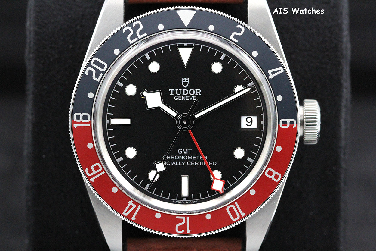 Tudor 79830RB Black Bay GMT Pepsi Stainless Leather Strap Box & Paper