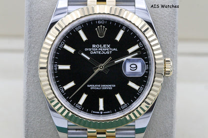 Rolex 126333 DateJust 41MM 18K YG/SS Black Stick Dial Jubilee Bracelet 2021 B&P