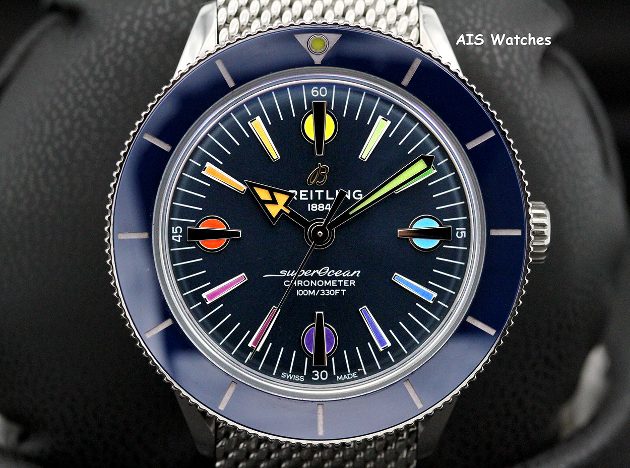 Breitling SuperOcean Heritage '57 A103702A1C1A1 Blue Rainbow Mesh Bracelet SS 42MM B&P