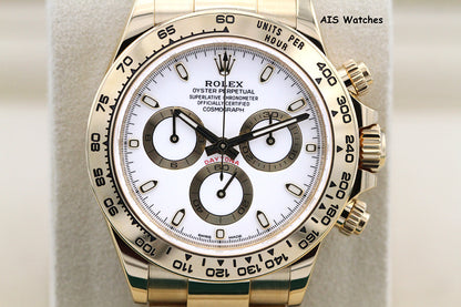 Rolex 116508 Daytona Cosmograph 18K Yellow Gold White Dial B&P
