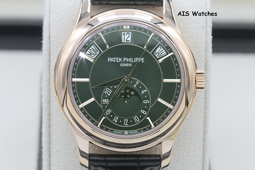 BNIB Patek Philippe Annual Calendar 5205R Rose Gold Green Dial Box & Papers