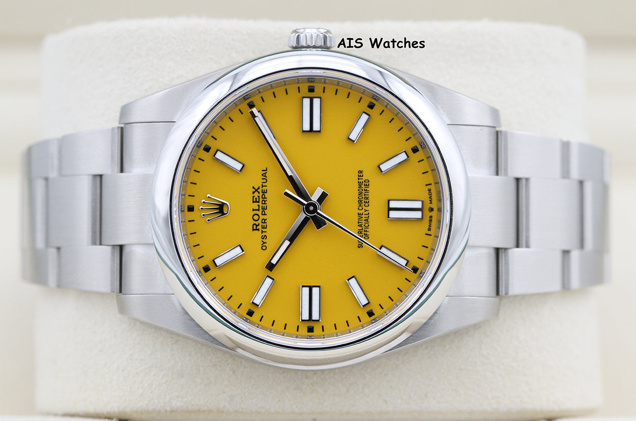 Rolex 124300 Oyster Perpetual 41 MM Yellow Dial 2022 Box & Papers
