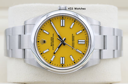 Rolex 124300 Oyster Perpetual 41 MM Yellow Dial 2022 Box & Papers