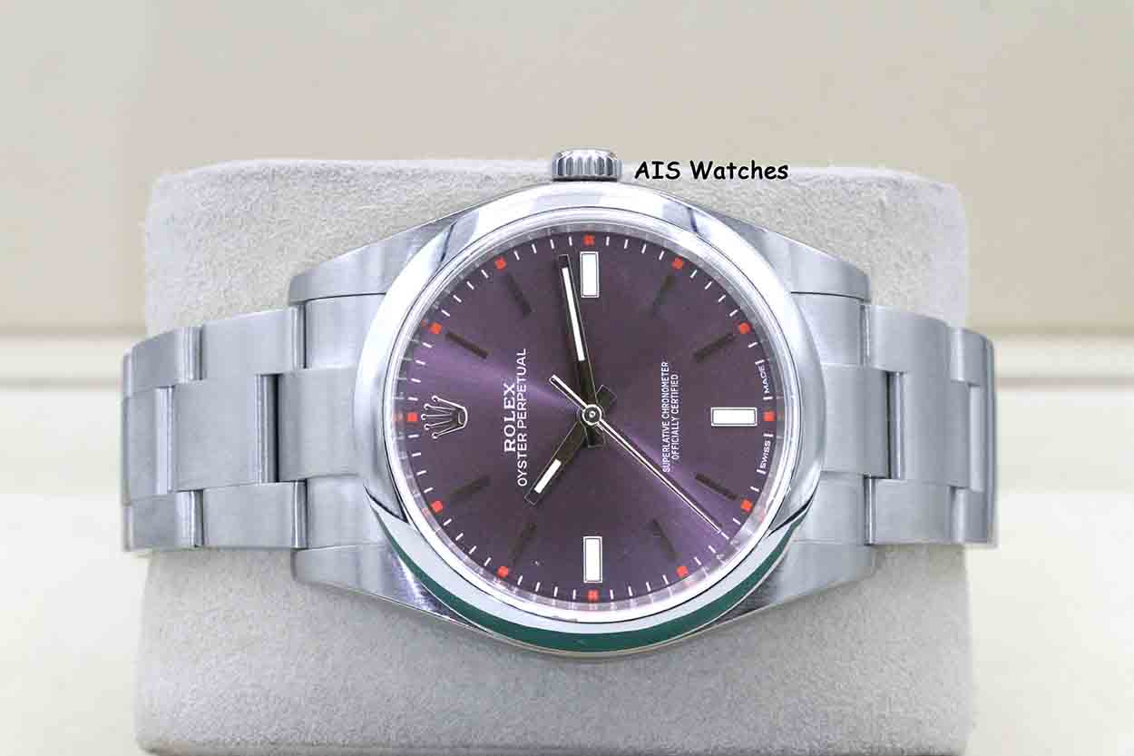 Rolex 114300 Oyster Perpetual 39MM Purple Dial 2018 Box & Papers