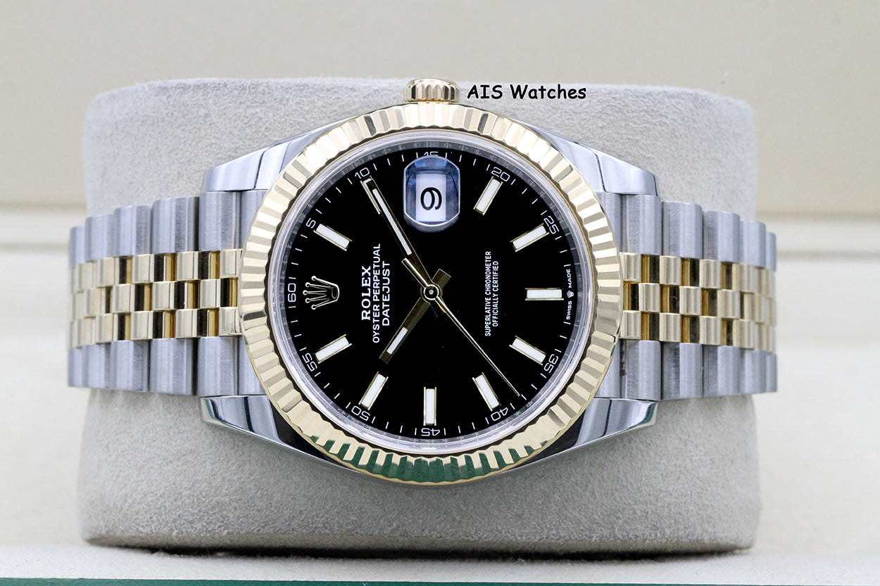 Rolex 126333 DateJust 41MM 18K YG/SS Black Stick Dial Jubilee Bracelet 2021 B&P